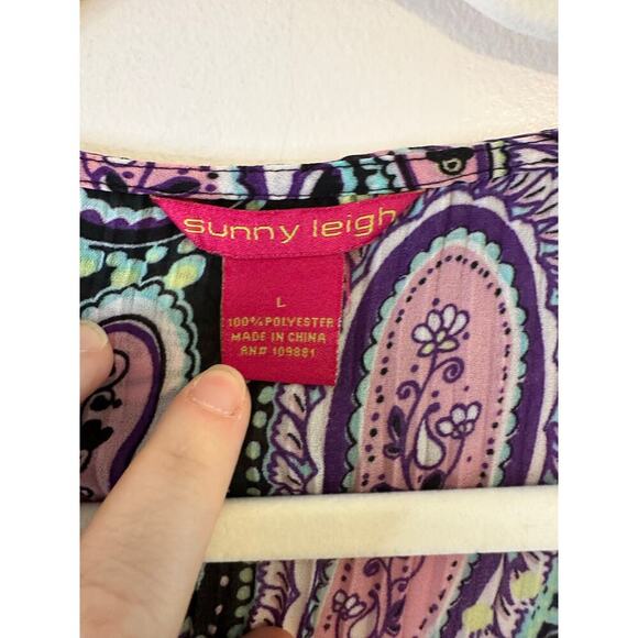 Vintage Y2K Sunny Leigh Bell Sleeve Phoebe Buffay Boho Flowy Top Size Large - Picture 3 of 7